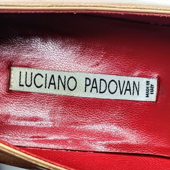 Luciano Padovan Camel Brown Leather Square Toe Pumps - Picture 10 of 11